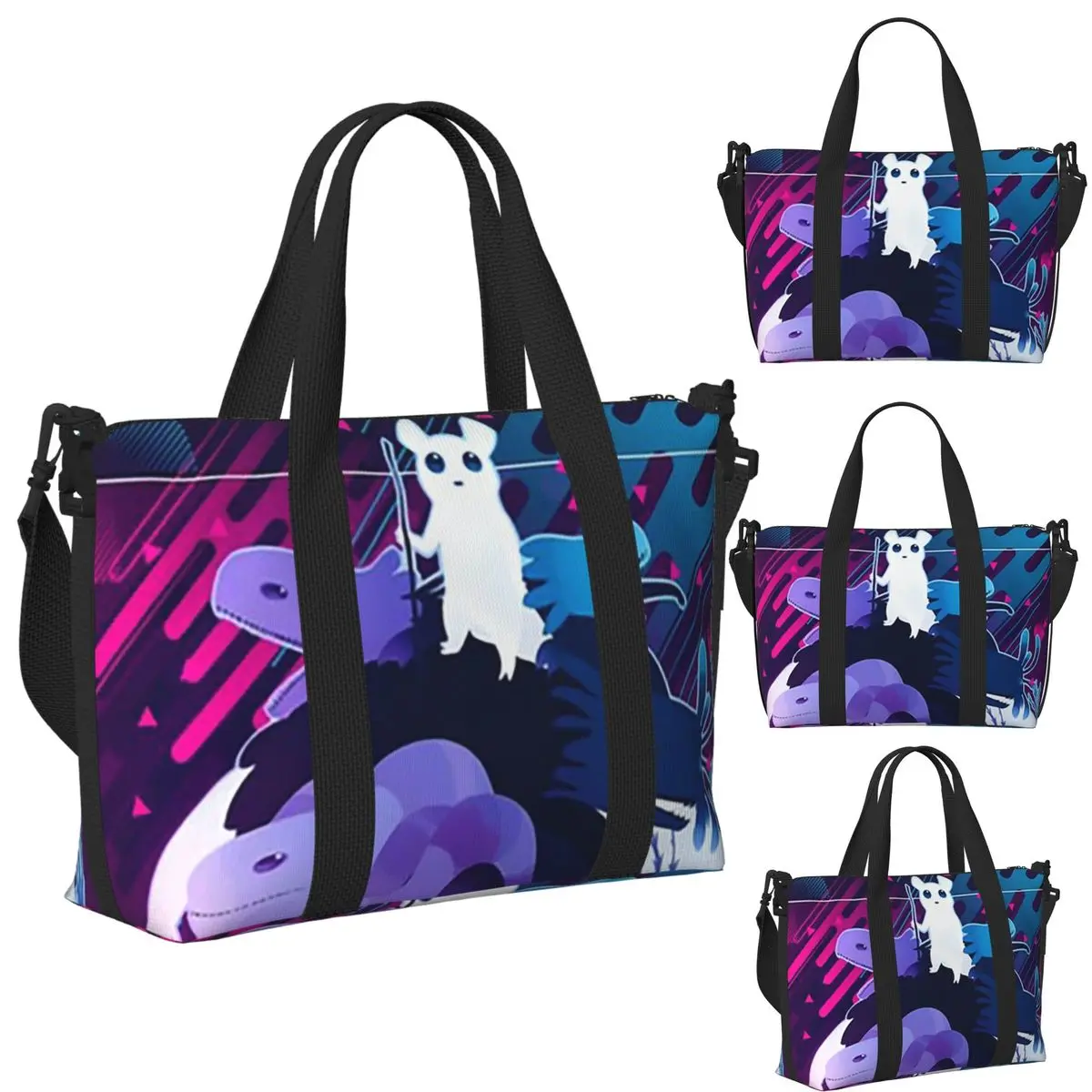 

Rain World Game Современная пляжная дорожная сумка с графическим рисунком Большая вместительная сумка-тоут для спортзала Спортивная женская дорожная сумка для покупок