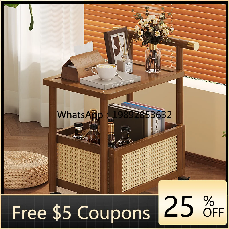 ii  trolley snack rack retro movable push-pull coffee table living room sofa bedside table