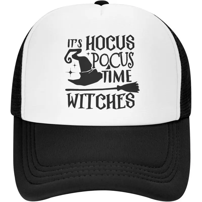 It's Hocus Pocus Time Witches Hat Baseball Cap Fashion Cool Summer Sun Mesh Trucker Cap Adjustable