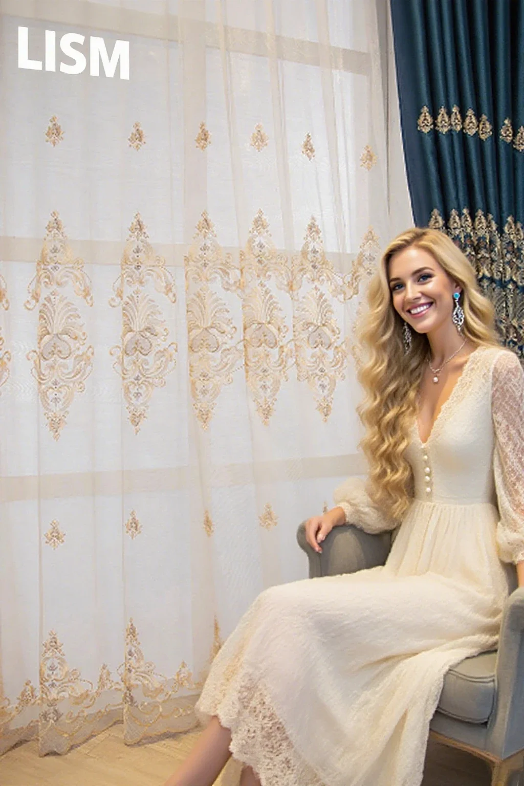 

European Style Luxury Curtains Full Blackout and Insulation for Bedroom Living Room Blackout Embroidered Cloth Lace Tulle Custom