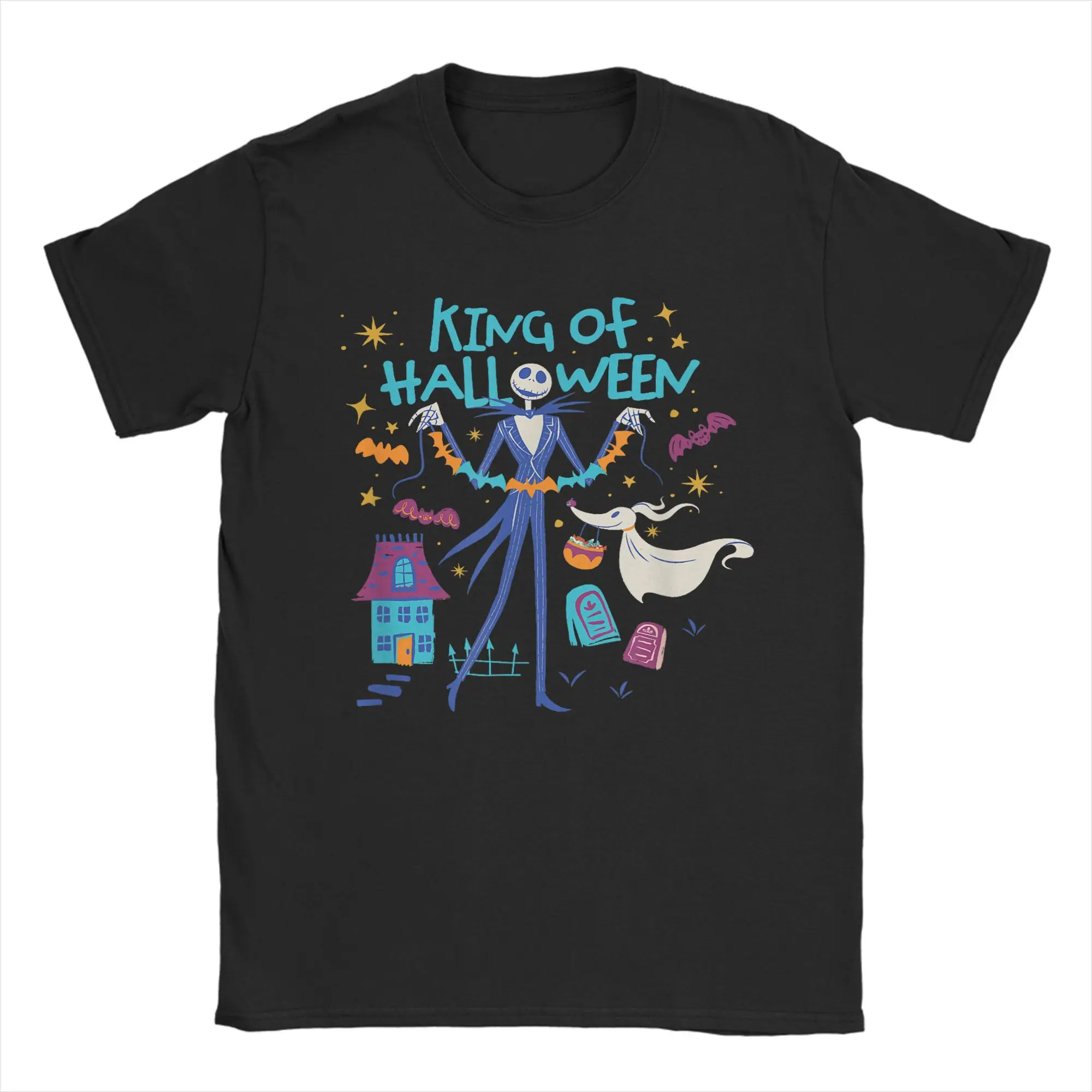 Pesadilla antes de Navidad rey de Halloween Jack y Zero camiseta hombres Camiseta de algodón cuello redondo camisetas ropa de manga corta