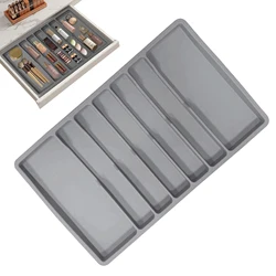 Drawer Organizer Tray Multifunctional Silicone Silverware Tray 7-Compartment Silverware Holder Kitchen Organization And Dividers