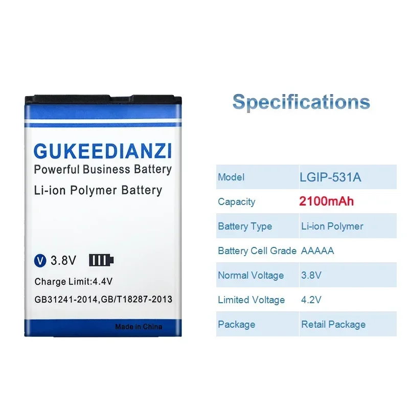 Mobile Phone Batteries LGIP-531A For LG TracFone Net 10 T375 320G VN170 236C,A100 Amigo A170 C195,G320GB GB100 GB101 GB106 GB110