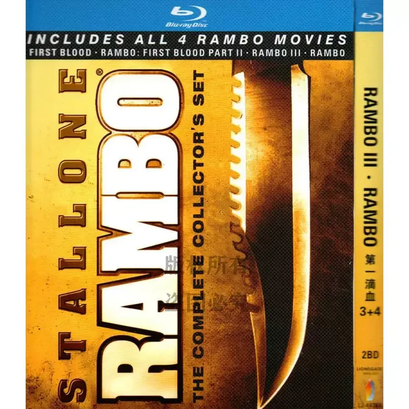 BD Blu-ray Stallone Action Adventure Film First Blood Five High Definition 5 Disc Set