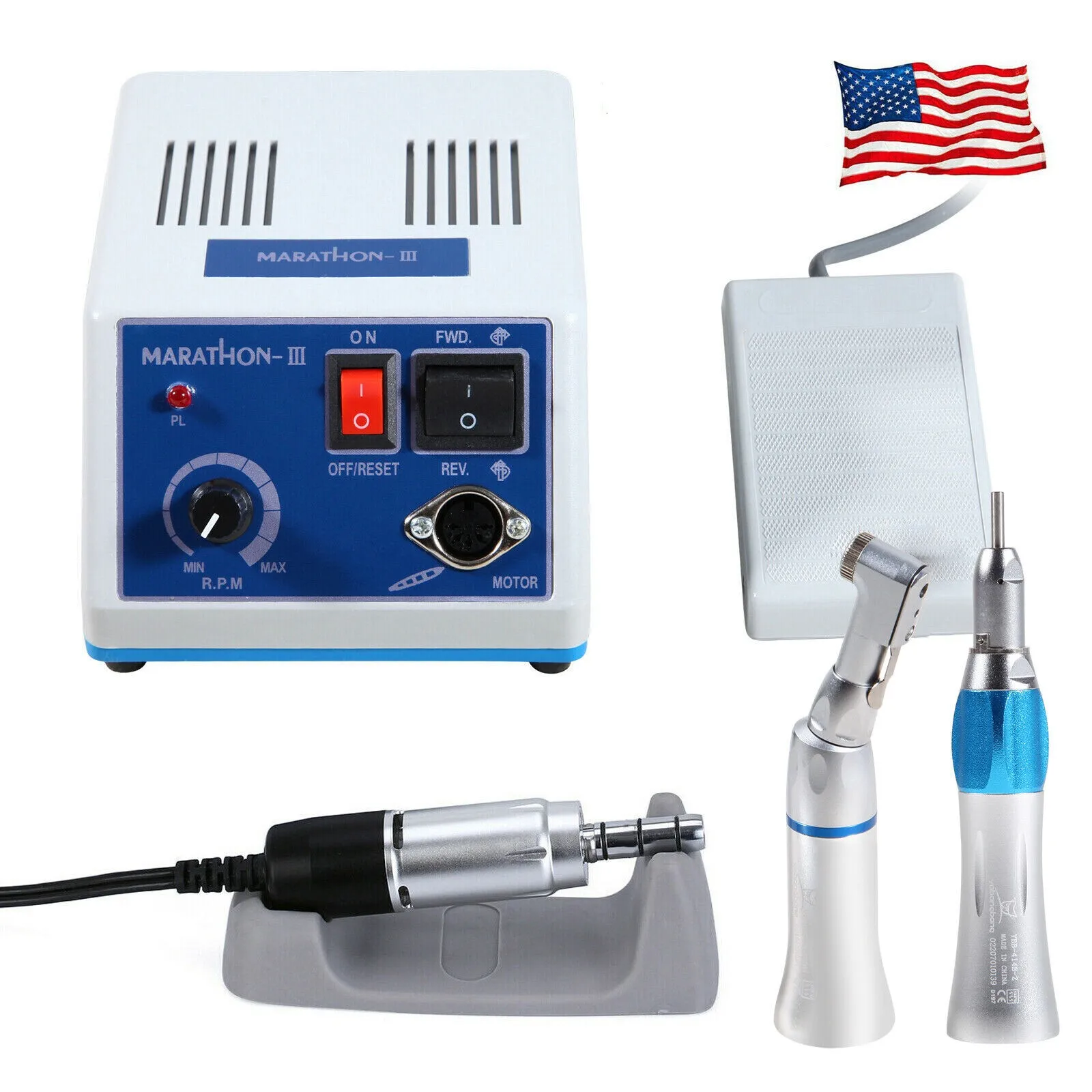 Dental Lab Marathon Electric Micromotor Polishing 35K RPM+Low Speed Contra Angle Straight Handpiece