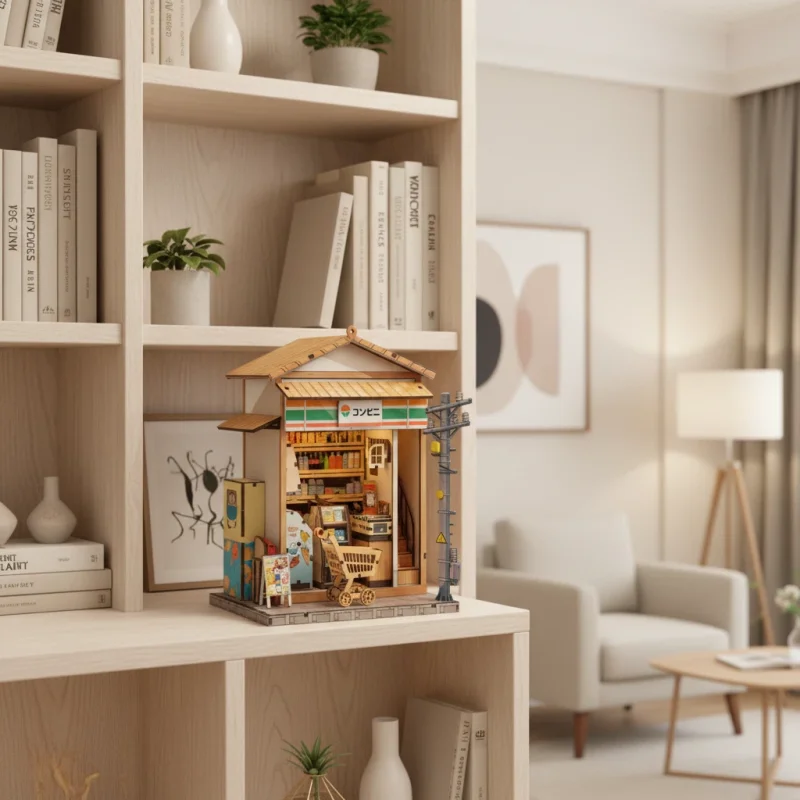 OUZEY Casa de quebra-cabeça 3D DIY estilo japonês - Kit de construção de modelo criativo Sakura & Wisteria Alley, decoração de estante para adolescentes