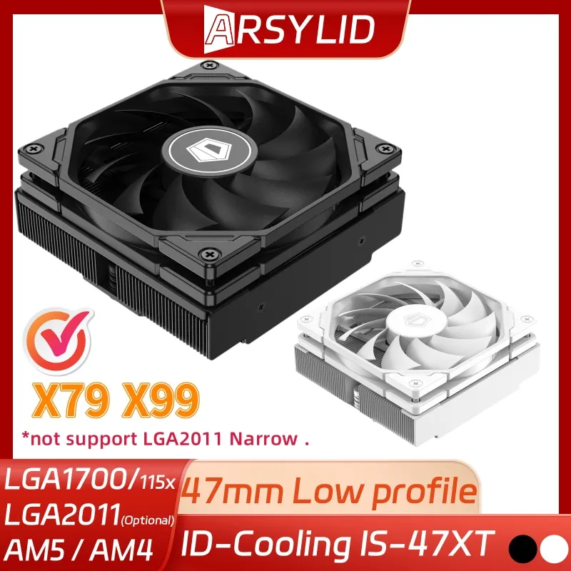 

ID-Cooling IS-47XT 47mm Low Profile CPU Radiator LGA2011 LGA1700 1200 115x AM4 AM5 4 Heatpipe 9cm Fan Cooling For A4 ITX Case