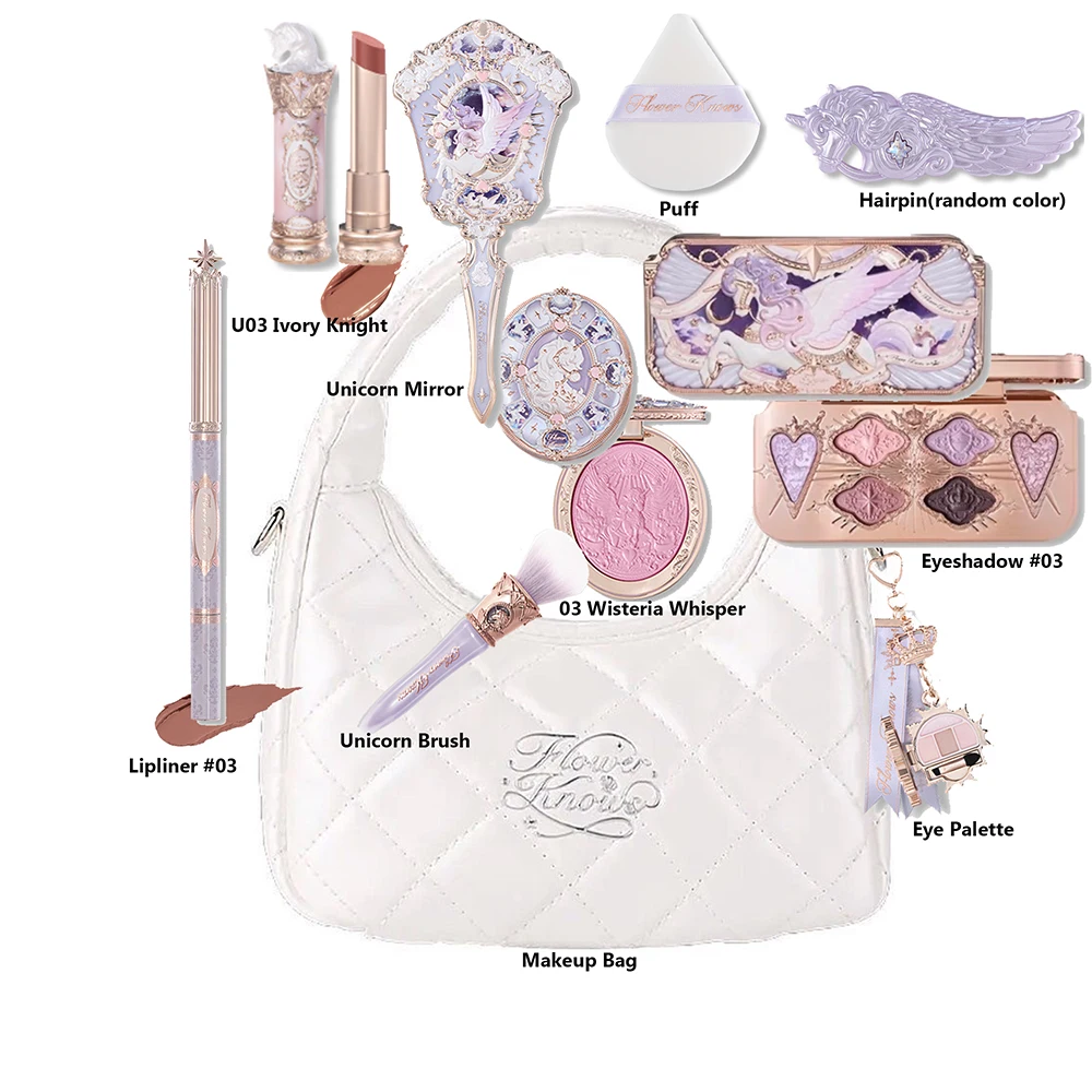 Set de Maquillaje Flower Knows Midsummer Fairytales, Base de Maquillaje Flower Knows Little Angel Highlight, Brillo Labial Strawberry Rococo, Kit de 11 Piezas