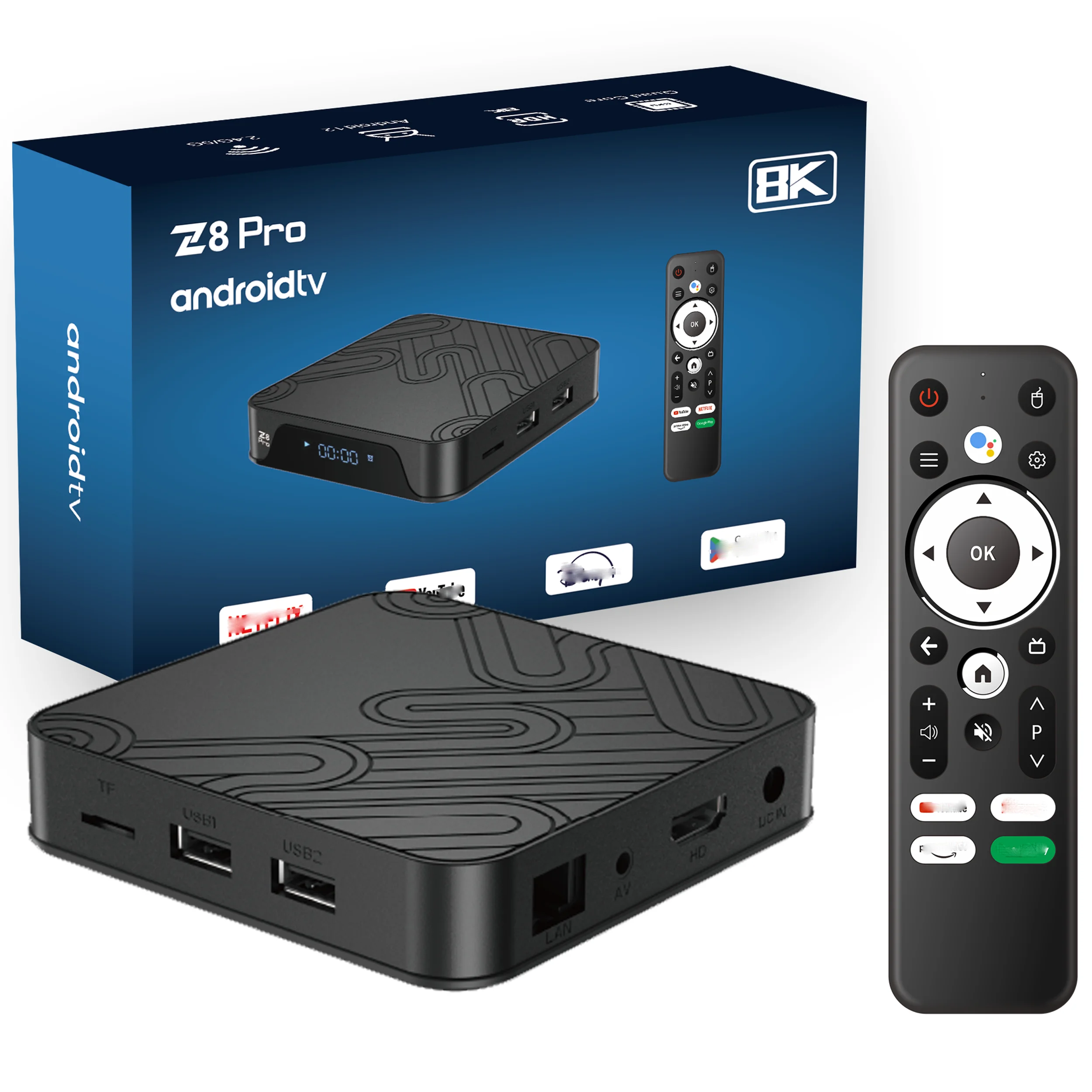 Smart IP Android TV Box, 4 Go, 32 Go, 4K, WiFi, LAN, M3U, DiscreBT 5.0, Noir, Lecteur multimédia Internet