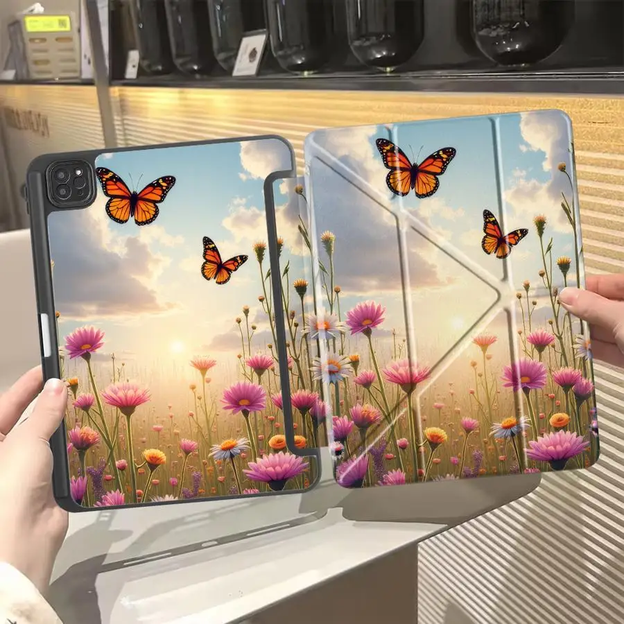 

Spring Butterfly Blossom Tablet Case For iPad Air M2 1 2 M4 Air 2025 4 5 M3 Pro 10th 7th 11th 9th 8th Mini 7 6 Holder Cover