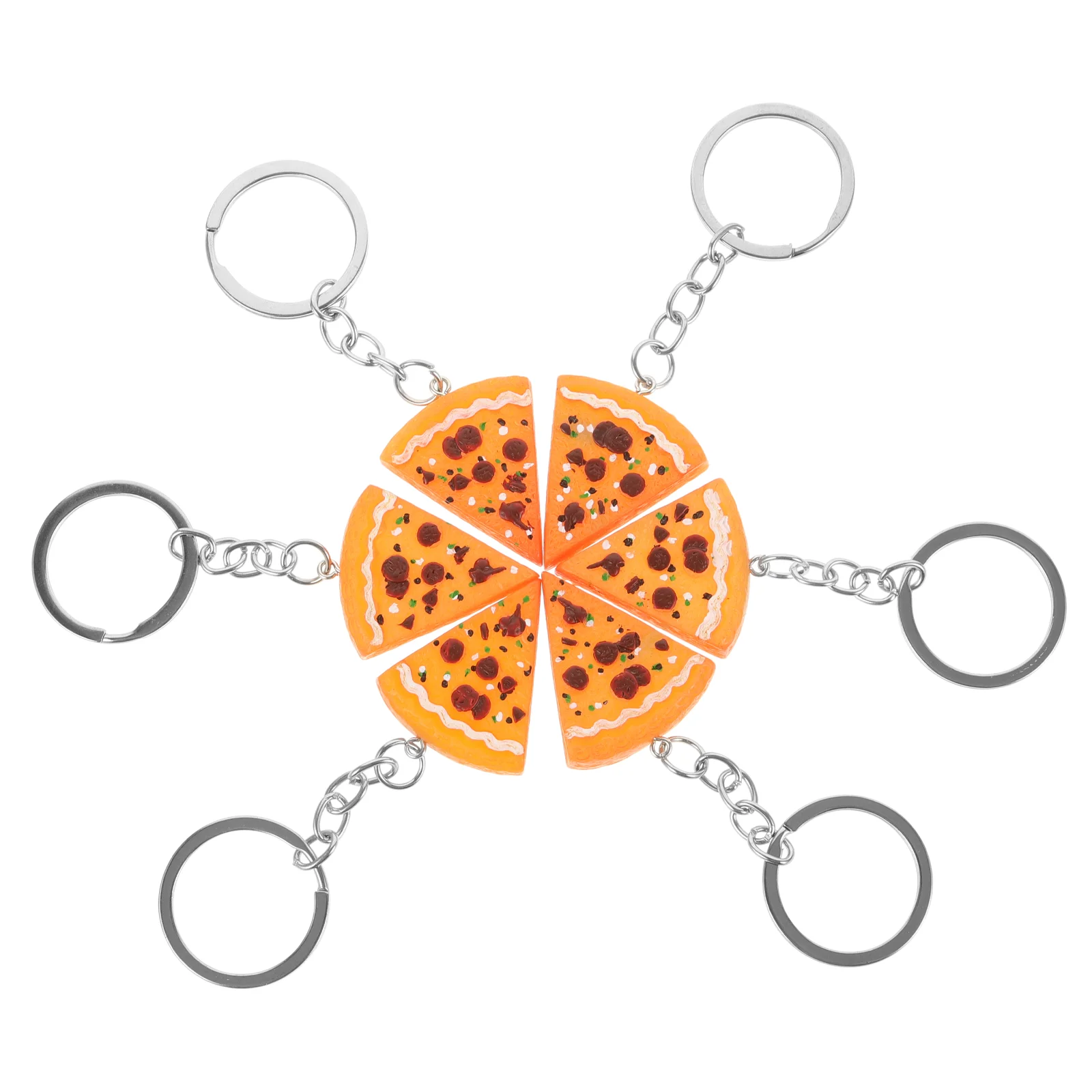 6 Pcs Pizza Erasable Whiteboards for Children Puzzle Key Ring Matching Keychains Food