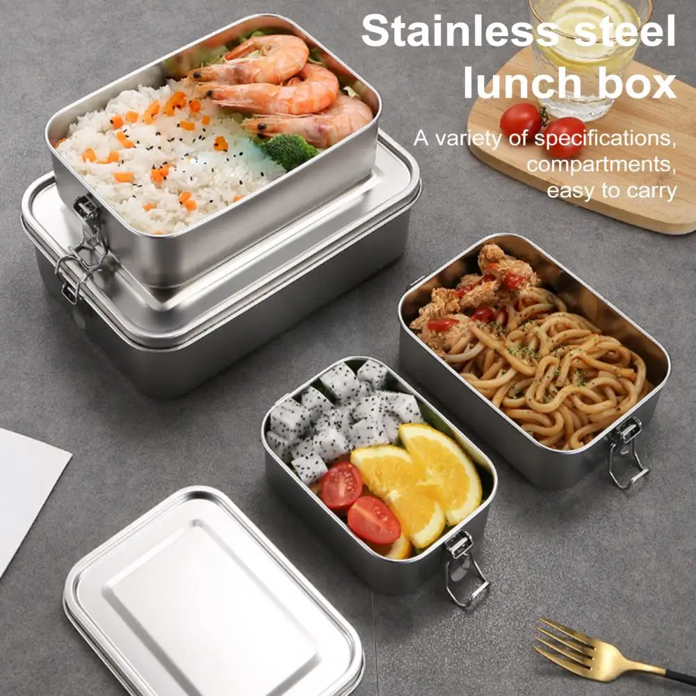 Children Lunch Box Leak-proof Stainless Steel Lunch Box for Kids Adults Bento Box Food Containers for Sandwiches Fruits for Home