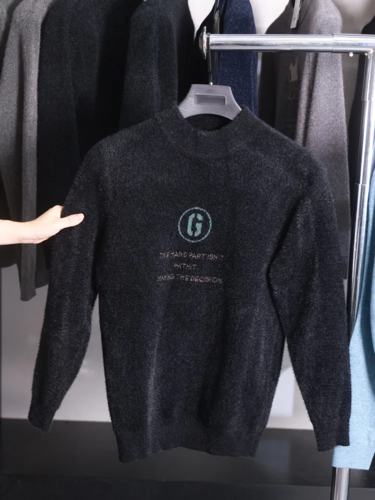 

Мужской модный комфортный вязаный свитер Homesick с воротником-стойкой, трендовый стиль, осень-зима, стандартная длина, городской шик