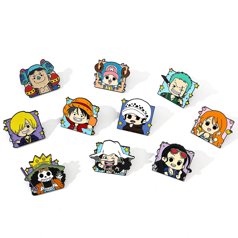 One Piece Anime Action Figures Q Figurals Toys - Luffy Zoro Sanji Brooch Cap Badges Merchandise Decoration for Children Gifts view 2