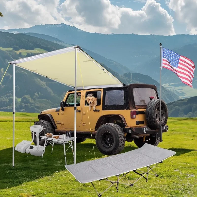 

6.6x8.2' Vehicle Awning Car Side Roof Rack Awning for SUV Truck Van Tailgate Rooftop Pull Out Tent Shelter Overlanding Shade