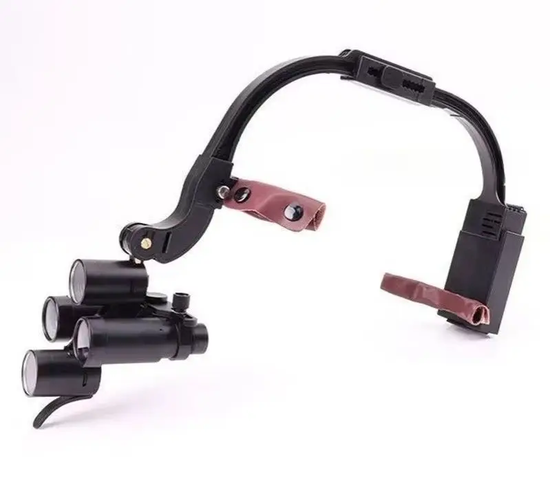 Head Mounted Binocular High Magnification Dental Dual Light Shadowless Spotlight Lens Clip Searchlight Magnifying Glass