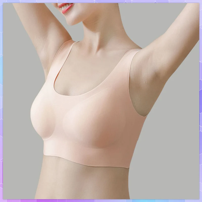 

Solid Sexy Basic Tank Top Female Bras For Women Seamless Sports Push Up Bra Wire Free Brassieres Bh Dames Tube Tops With Cups