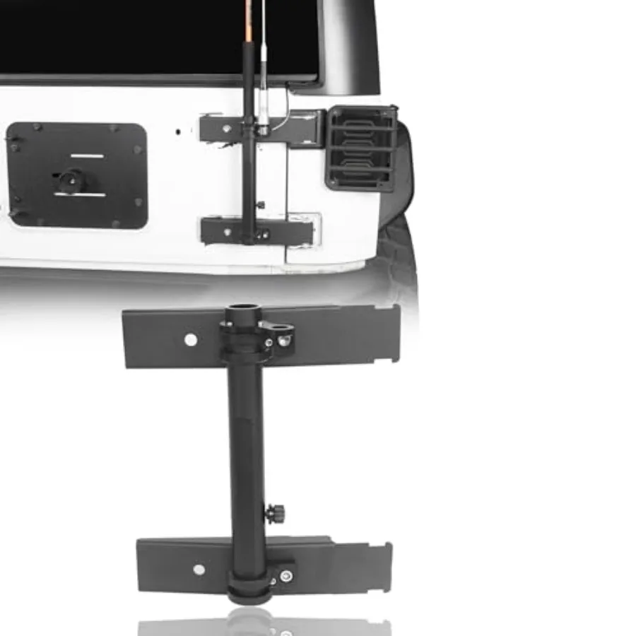 

JK Tailgate Hinge Mounted Single Flag and Antenna Holder Kit Compatible with Jeep Wrangler JK and Unlimited 2007-2018