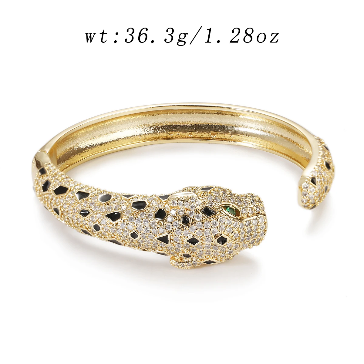 Women’s Gold Color Leopard Head Bracelets Bangles Men Jewelry Luxury Hip Hop Jewelry Gold Copper Open Bracelet Zirconia Bracelet