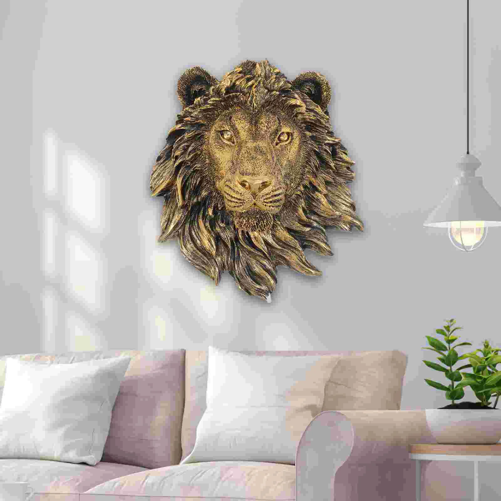 Dragon Head Wall Mount Large Decor Imitation Copper Lion's Animal Home Decoration