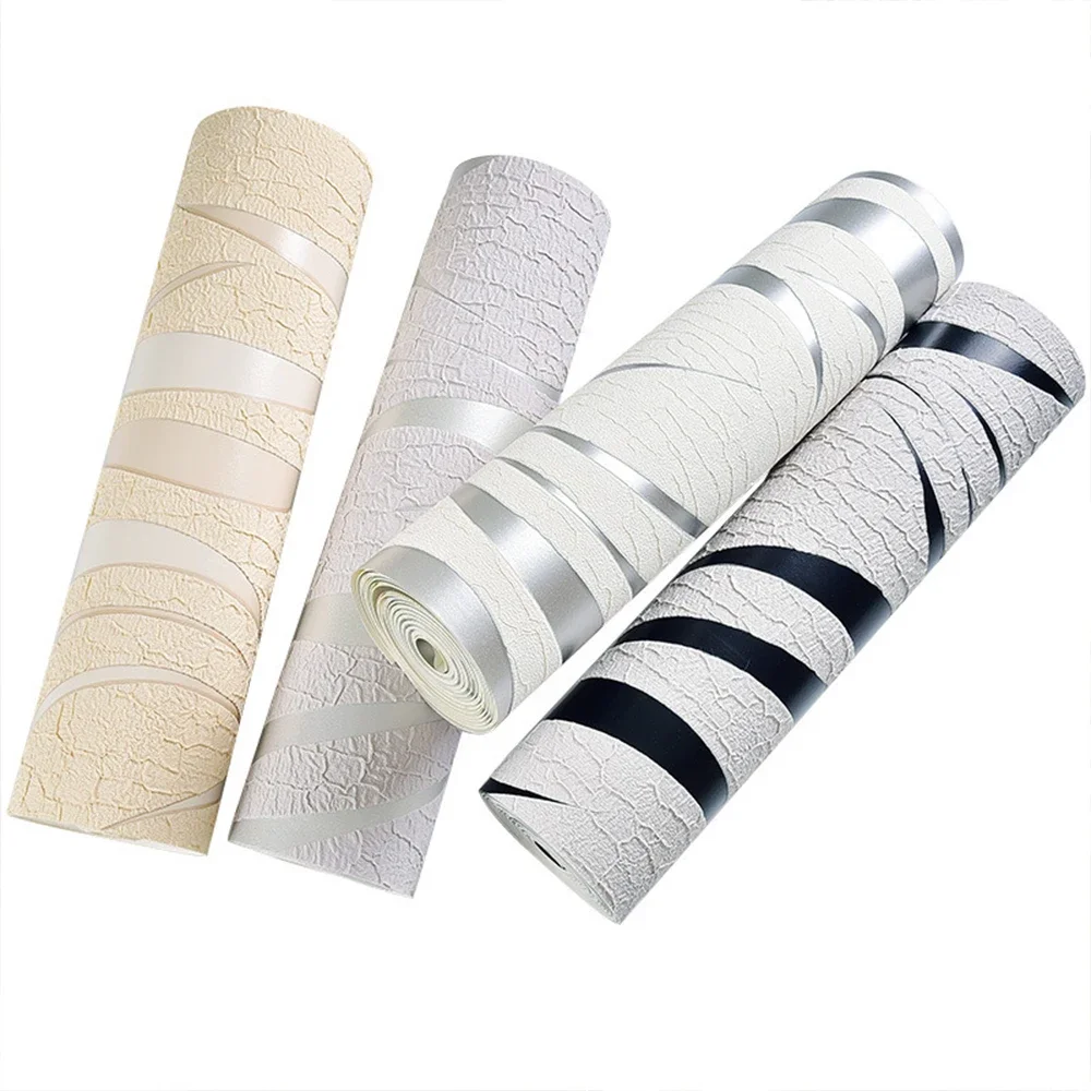 Non Woven Fabric Thickened Imitation Deer Skin Velvet Wave Stripe Wallpaper Bedroom Living Room Wallpaper Home Decoration