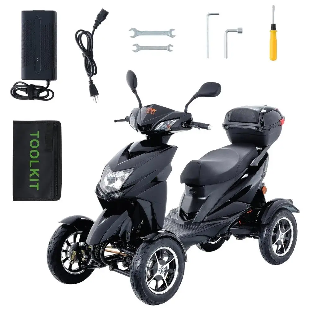 

Heavy Duty Electric 4 Wheel Scooter for seniors Adults 450lbs Capacity 40 Miles Range 3 All Terrain Climbs 20 Degrees