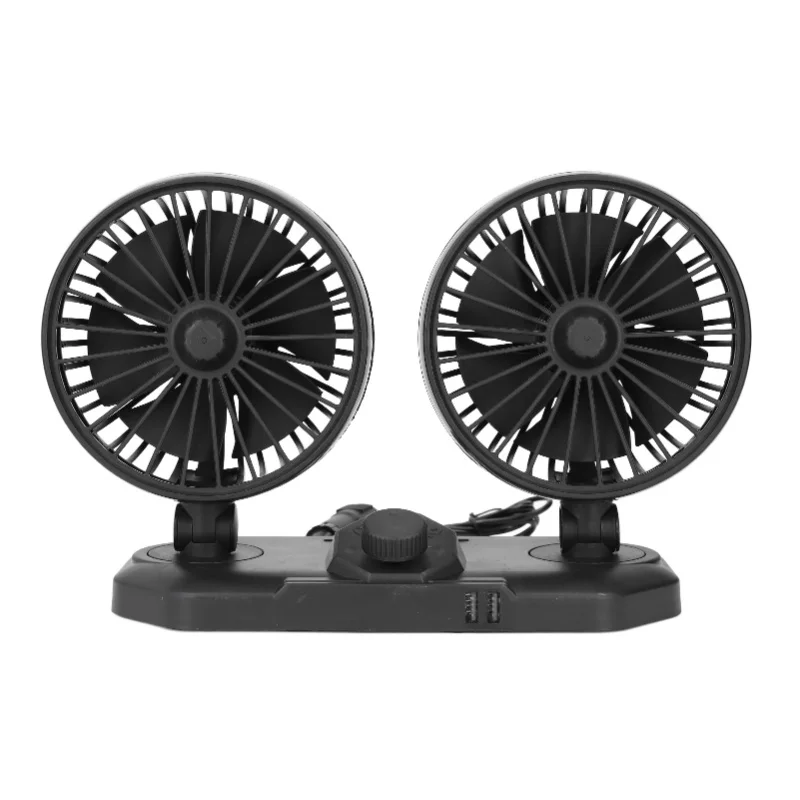 

Car Fan Dual Head 24v 360° Adjustable Powerful USB Car Cooler Fan Universal For Vehicle Truck SUV Forklifts