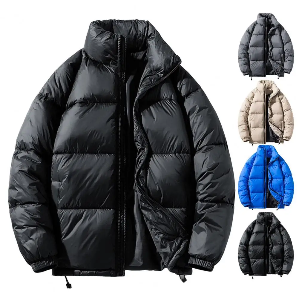 

Men 2025 Winter Jacket Casual Thick Warm Windproof Outwear Fashion Down Parkas Coat With Side Pockets Solid Color Outwear