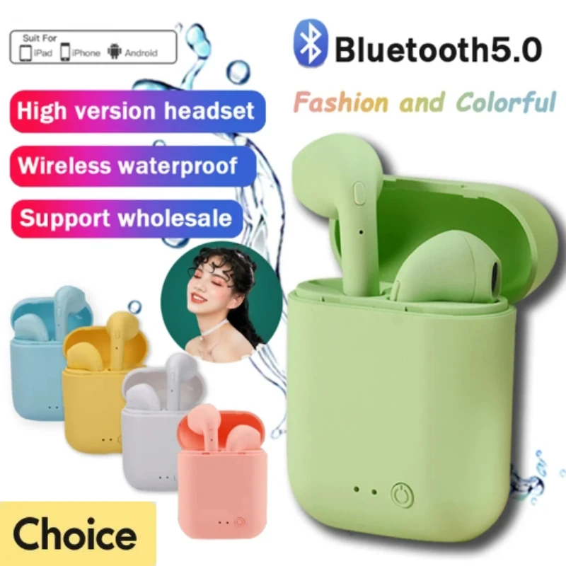Auriculares TWS I12 Macaron, inalámbricos por Bluetooth, binaurales deportivos mate, originales