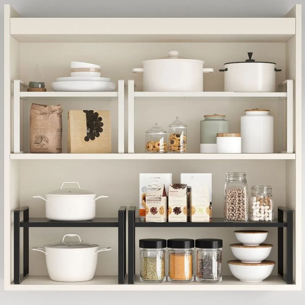 

Carbon Steel Retractable Wardrobe Shelf Rice Cooker Easy To Clean Kitchen Storage Rack Appliance Countertop Microwave Shelves