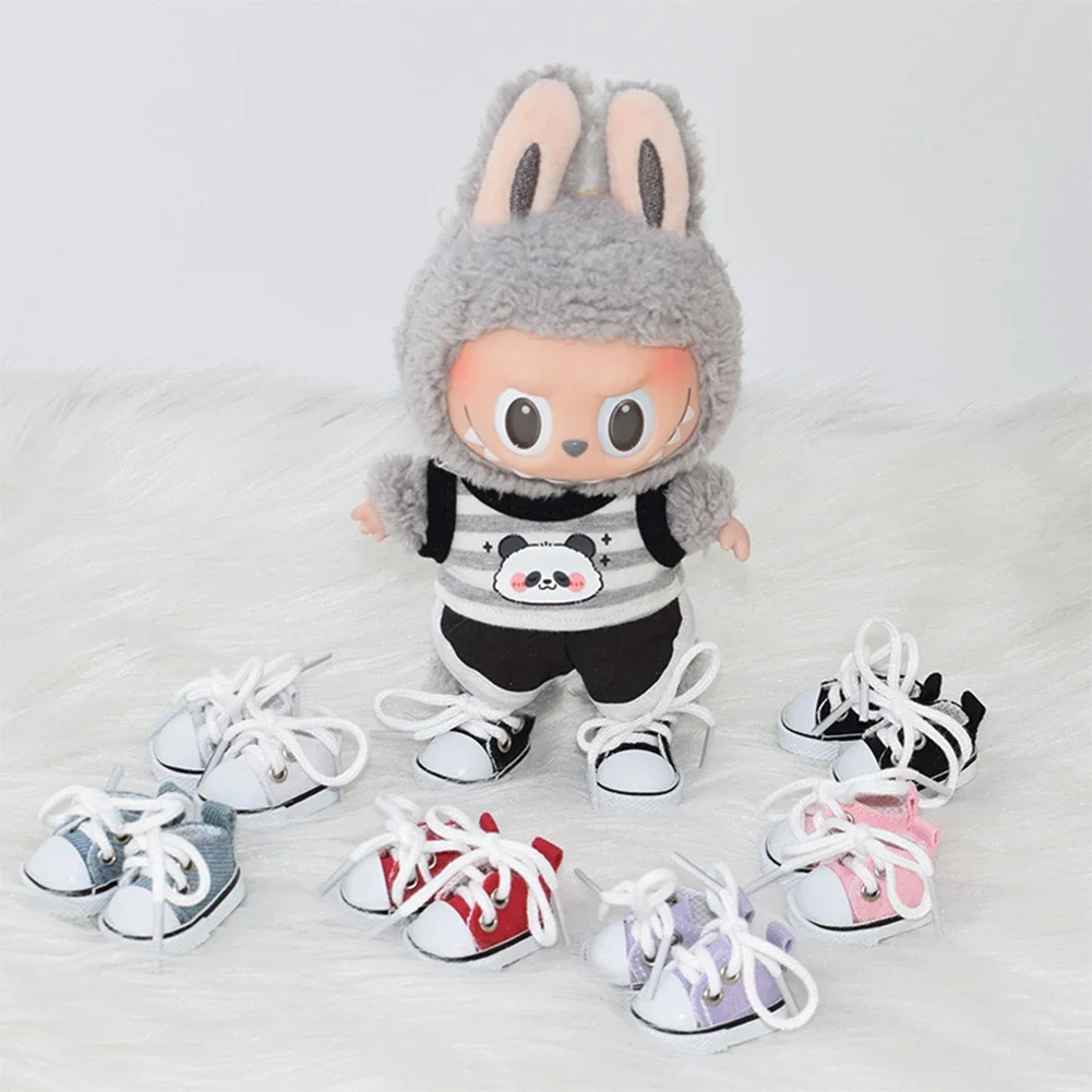 (Seulement chaussures) pour LABUBU 17 cm poupées en coton chaussures en toile de coton jouets chaussures de sport décontractées accessoires de poupées pour tenues labubu