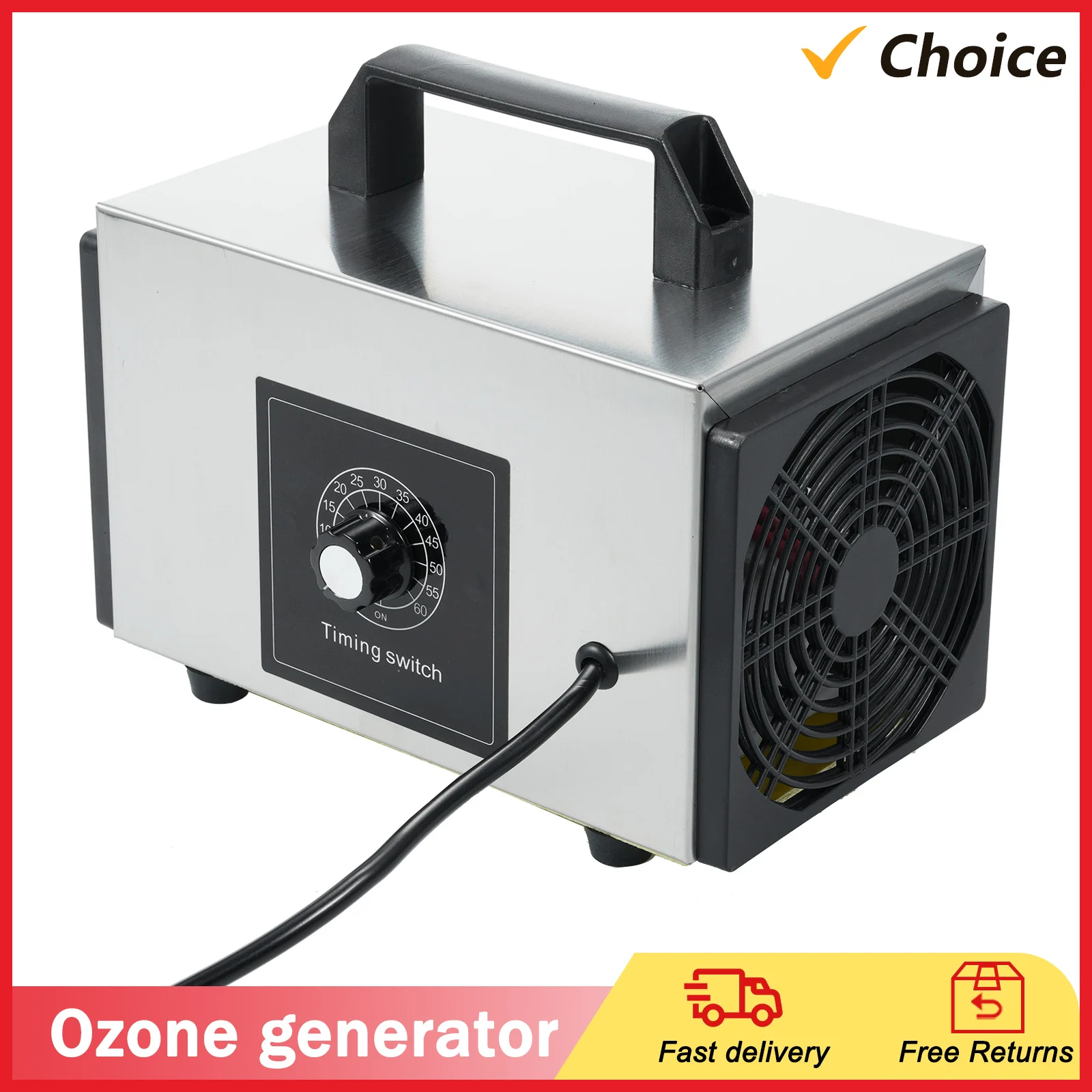 150W Ozone Generator Commercial Ozone Generator Ozone Machine 60000g/h Odor Remover 110V-220V for 250m² Air Purifier