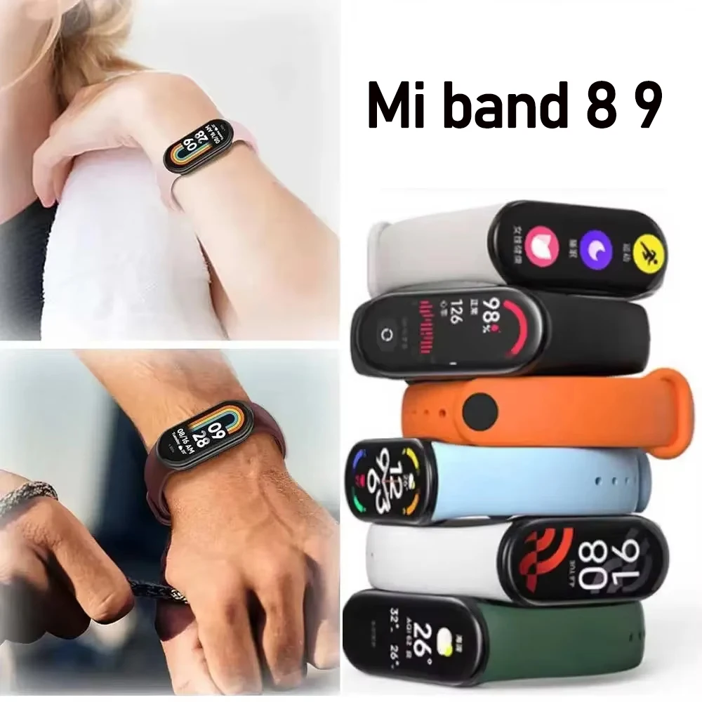 Correa de reloj de silicona + funda para xiaomi mi band 9, reloj inteligente oficial en sitios web, pulsera deportiva, correa xiaomi band 8 9