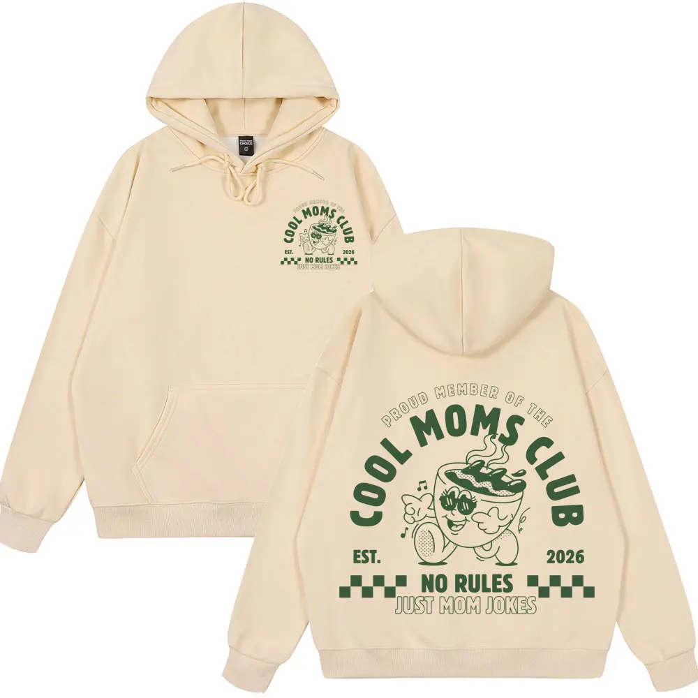 

Худи Cool Moms Club с забавным кофейным мемом, унисекс, модный хип-хоп костюм, свободный повседневный оверсайз пуловер, зимняя уличная одежда