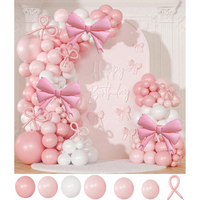 Birthday Balloons Decorations Bow Pink And White Balloon Arch Kit Suitable for Birthday, Wedding Decoration, Engagement Parties