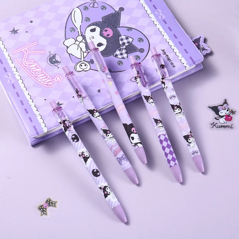 5Pcs Kawaii Sanrio Push Neutral Pen Kuromi Accessories Cute Anime Student Water Pen Office Exam Signature Toys for Girls Gift