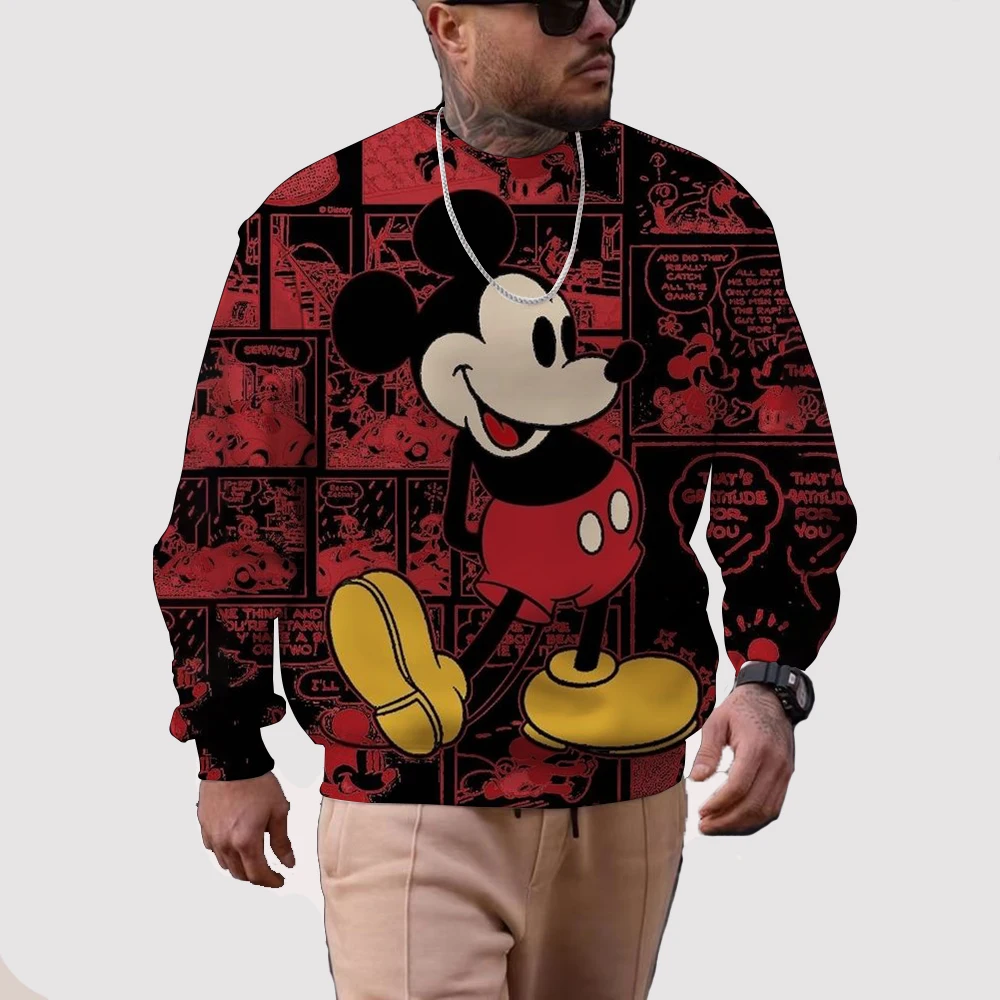 

Men's Mickey Mouse Pullover Clothes Cartoon Hooded Coat Women Hoodies Casual Autumn Couple Oversized Sweatshirts Kids Loose Tops