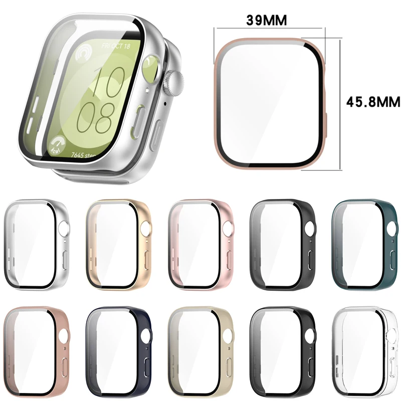 Film de protection d'écran en verre à coque rigide pour montre intelligente, étui plein cadre pour Huawei Watch Fit 3, housse de pare-chocs, accessoires intelligents Fit3