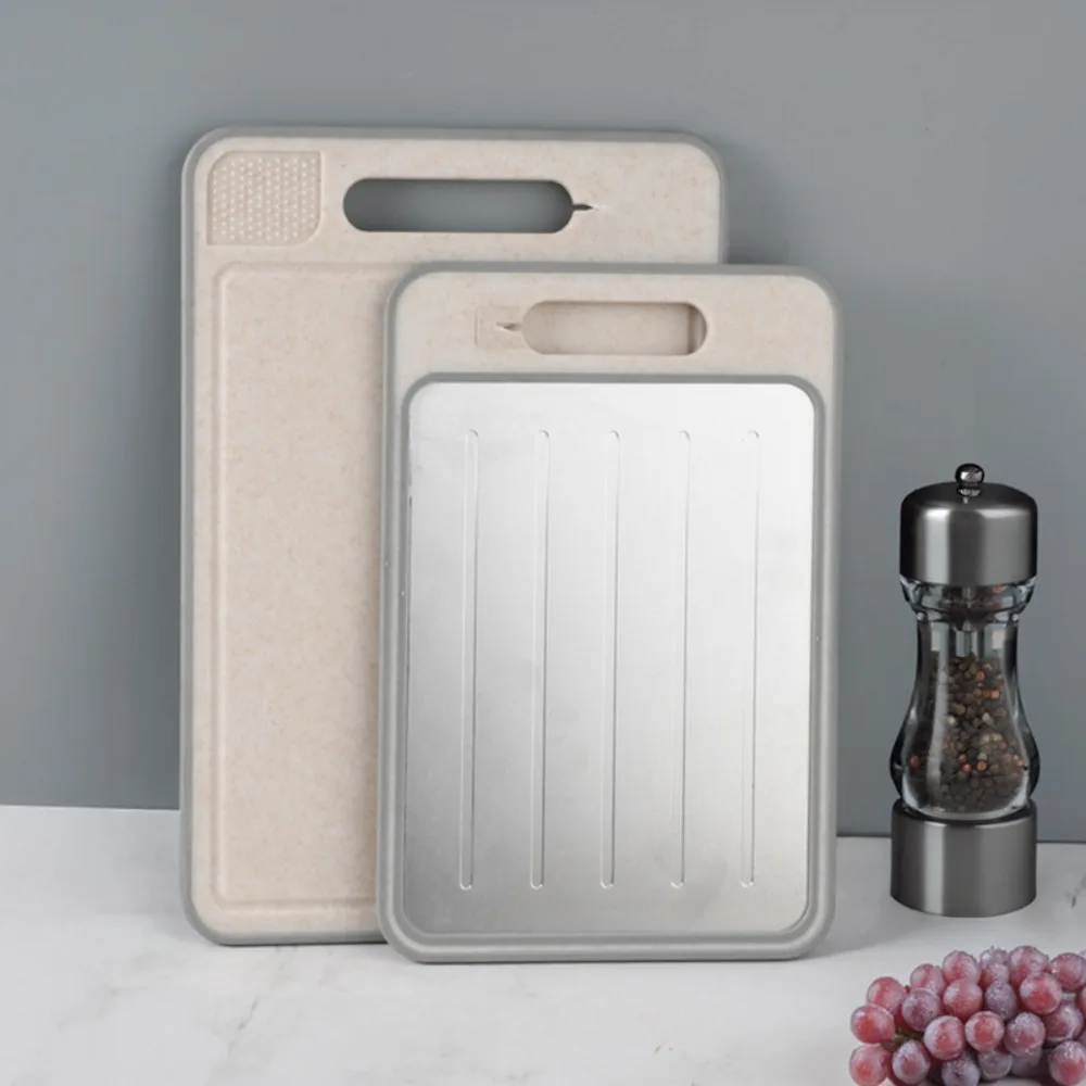 

4 in 1 Defrosting Cutting Board Rectangular with Grater Sharpener Chopping Board Double Sided Quick Defrosting Tray Poultry