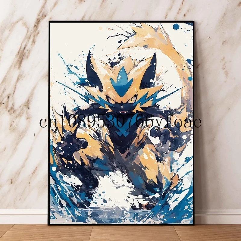 Poster Anime Klasik Jepang Pokemon Zeraora Gambar Dekorasi Seni Dinding Lukisan Kanvas Cat Air Dekorasi Ruangan Modern Hadiah Anak-anak