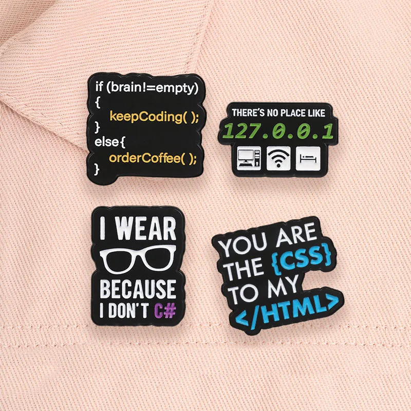 Program Code Enamel Pins There Is No Place Like 127.0.0.1 Coding Joke HTML CSS Computer Programmer Geek IP Address Badge Gifts