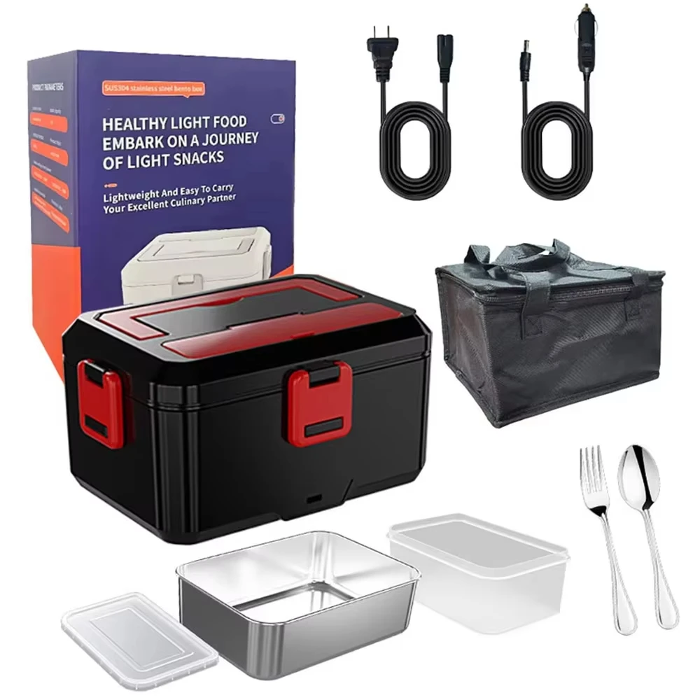 1.5L 80W Electric Lunch Box Food Heater Portable Food Warmer for Car Home Use Leak-proof Lunch Heating Microwave for Truckers