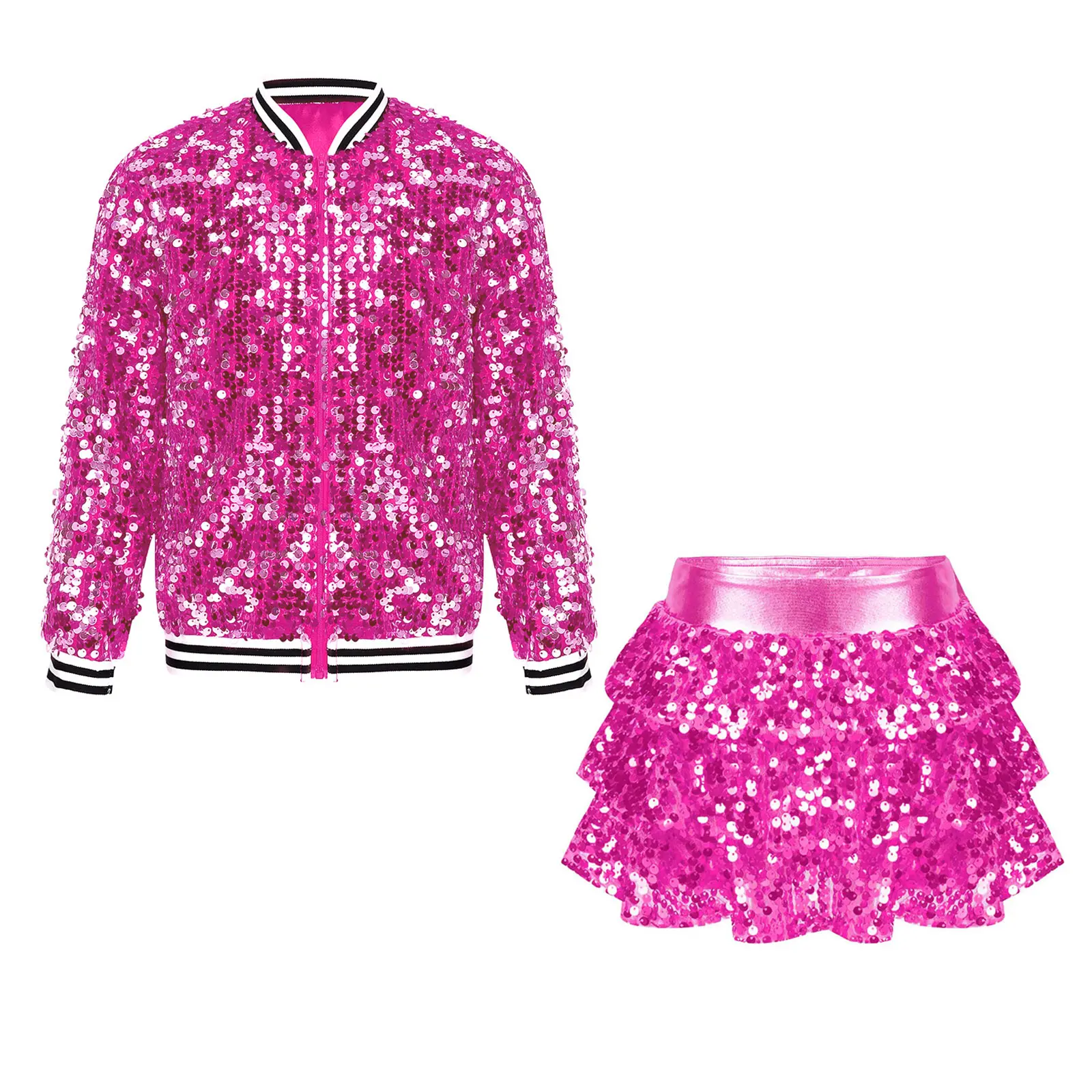 أطفال بنات ملابس رقص الجاز الشارع الشهير ملابس للحفلات مجموعات تشايلدز مطرزة وتتسابق تشايلدز سترات للعبة البيسبول الهيب هوب ازياء #4