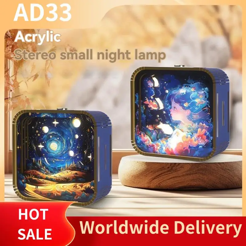 

Top Deals Hand Touch Cartoon DIY Wooden Stereo Atmosphere Lights Graduation Season Gifts Nightlight Gifts