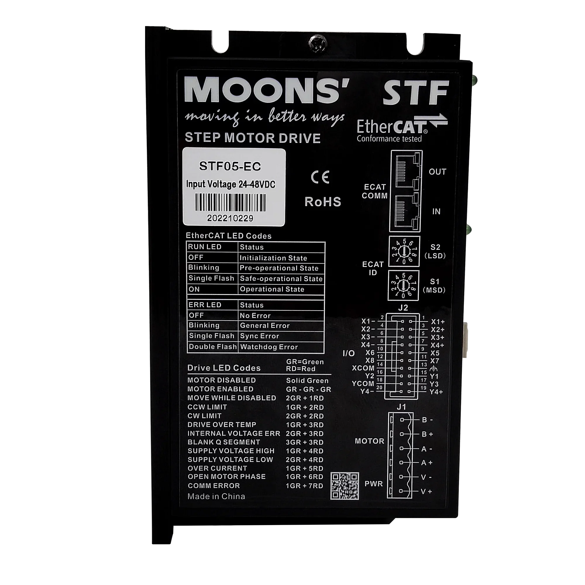 Moons  hybrid intelligential EtherCAT 2 phase 24v-48v 5a microstep digital dc power step driver ethercat