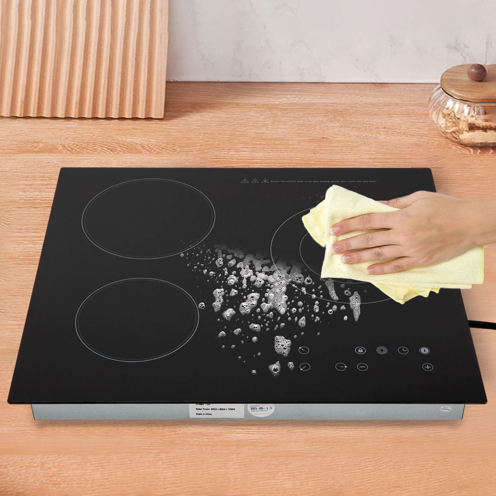 3 Burner Electric Cooktop 110v 23 Inch Portable Stove Cooktop with LED Display Child Safety Lock and Timer