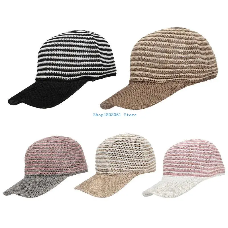 

T3LC Color Matching Striped Duck Tongue Hat Peaked Baseball for Outdoor Sport