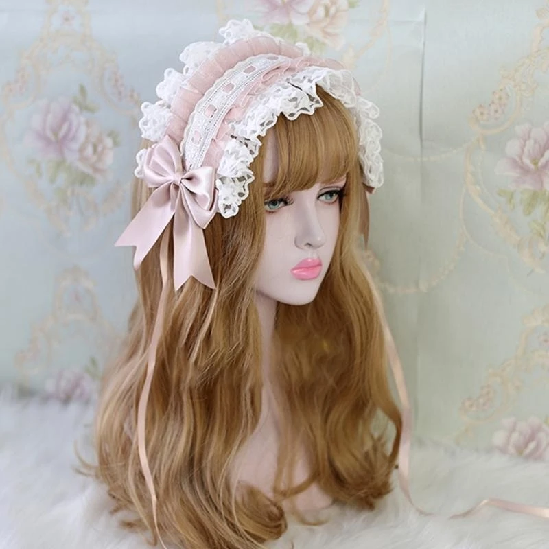 R1We Gothic Headdress Bintang Aksesori Rambut Rambut Cosplay Bow Ribbon Headband