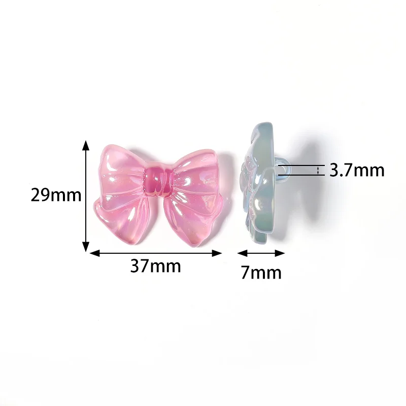 10pcs 37x29mm Acrylic Bow Beads Jelly Colored Transparent Bow Beads for DIY Crafts Ornament Decoration Handmade Accessories