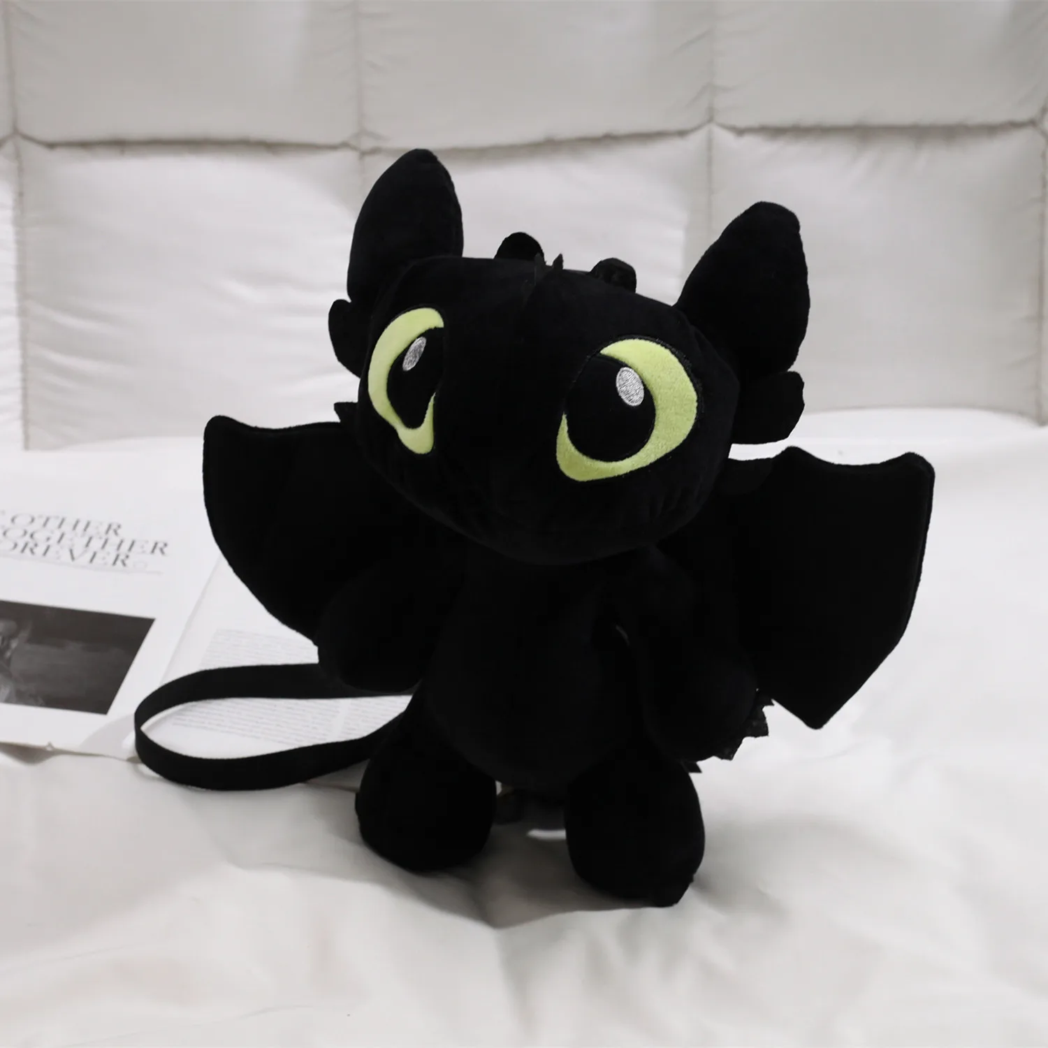 Cartoon Anime Cute Dragon Black Toothless Cosplay Cartoon Portable Black Lovely Lady Plush Doll Backbag Small Shoulder Doll Bag